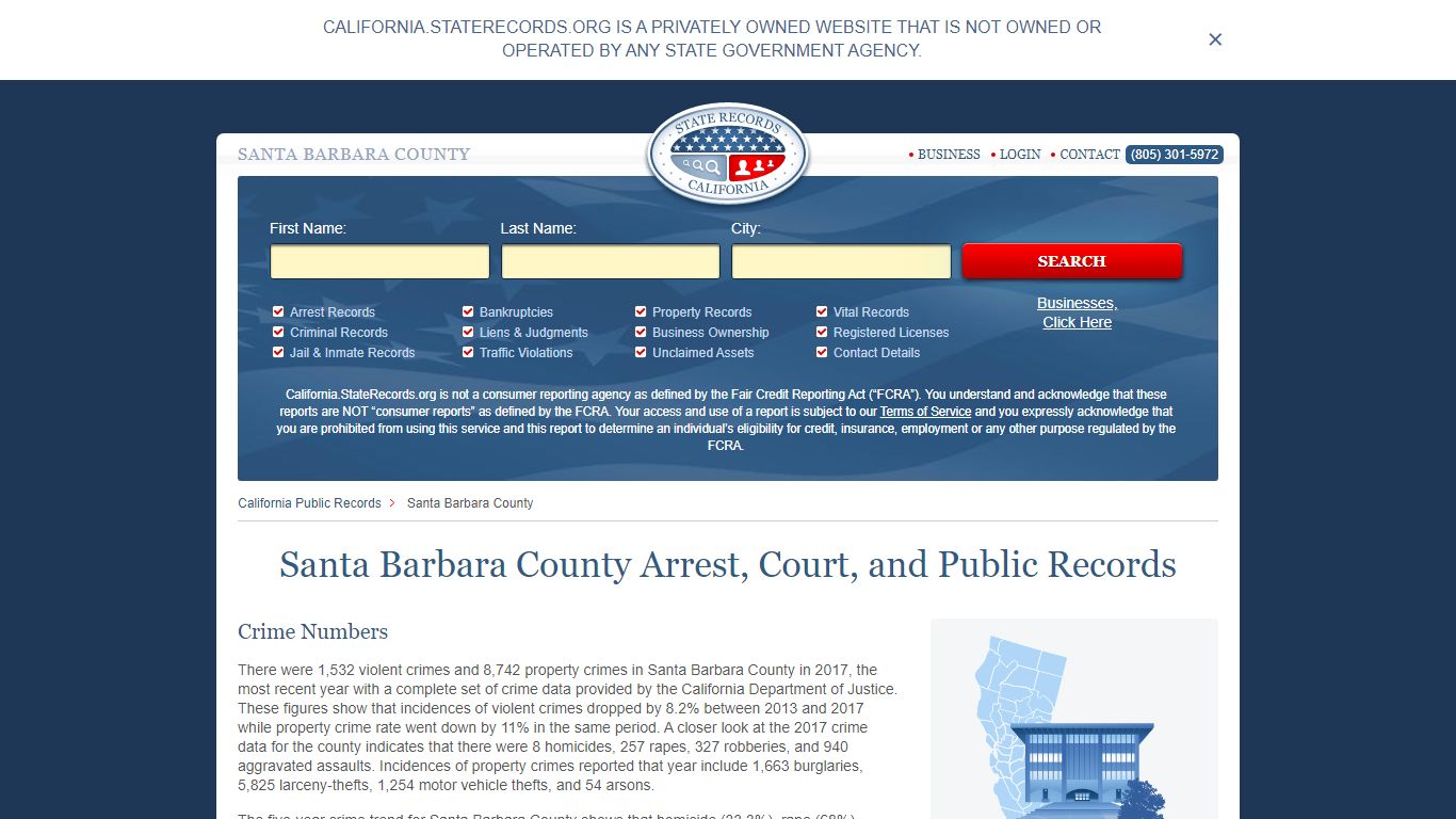 Santa Barbara County Arrest, Court, and Public Records